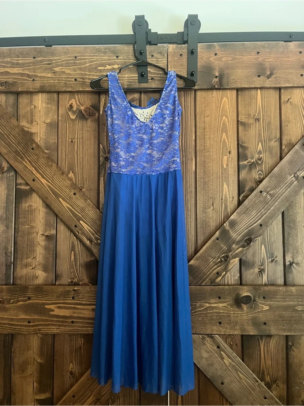 Royal Blue Beaded Sleeveless Dance Dress